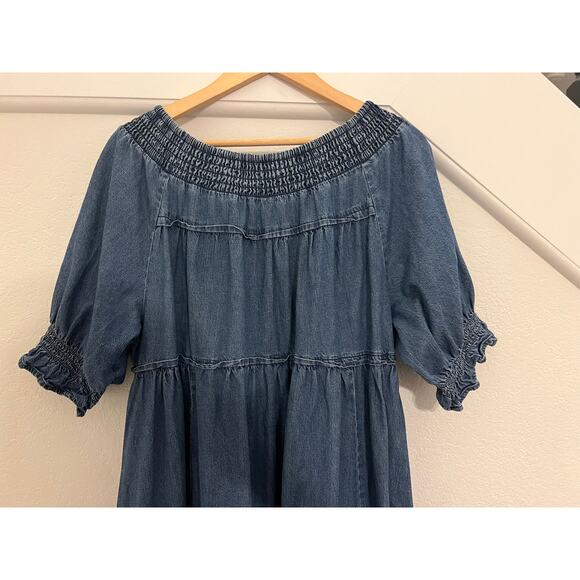 Free People Maxi Dress Womens XL Blue Boho Chic Cottagecore Whimsy Cowgirl - Picture 9 of 15